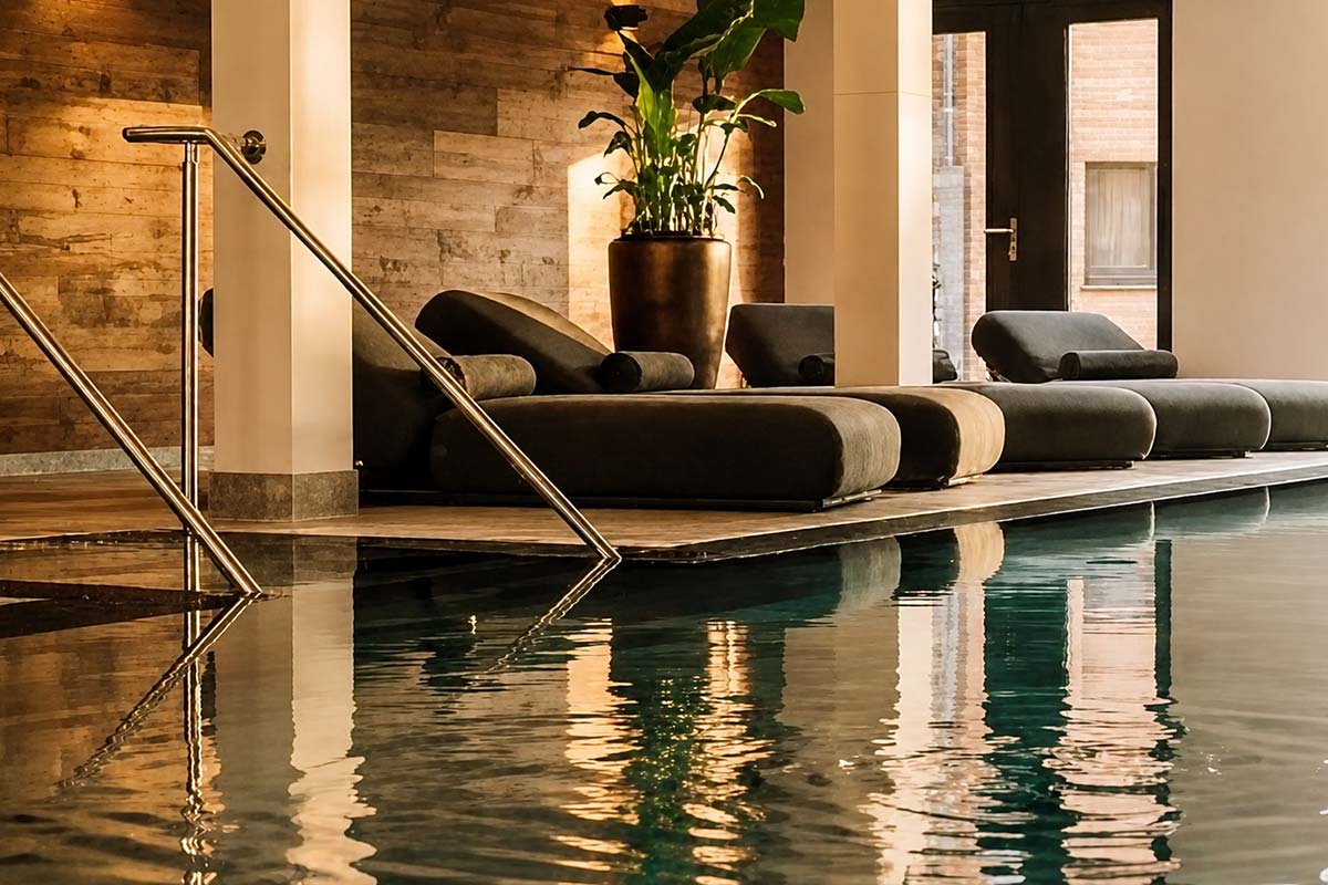 Allgäuer Bergwald Chalets Wellness Pool Liegen